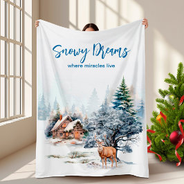 Snowy Dreams Forest Deer Fleece Deken