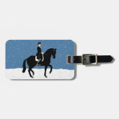 Snowy Dressage Horse Kerstmis Bagagelabel (Voorkant horizontaal)
