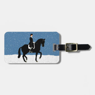 Snowy Dressage Horse Kerstmis Bagagelabel