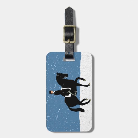 Snowy Dressage Horse Kerstmis Bagagelabel (Voorkant verticaal)