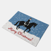 Snowy Dressage Horse Kerstmis Deurmat (Schuin)