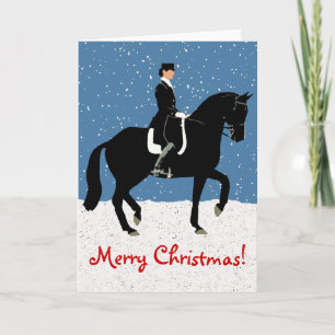 Snowy Dressage Horse Kerstmis Feestdagen Kaart