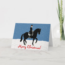 Snowy Dressage Horse Kerstmis Feestdagen Kaart