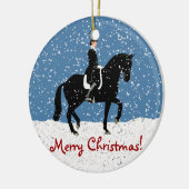 Snowy Dressage Horse Kerstmis Keramisch Ornament (Links)