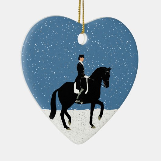 Snowy Dressage Horse Kerstmis Keramisch Ornament (Rechts)