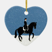 Snowy Dressage Horse Kerstmis Keramisch Ornament (Voorkant)