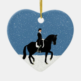 Snowy Dressage Horse Kerstmis Keramisch Ornament