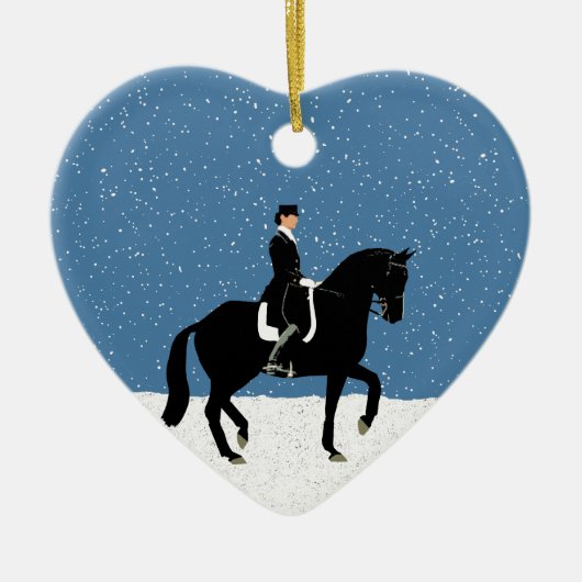 Snowy Dressage Horse Kerstmis Keramisch Ornament (Voorkant)