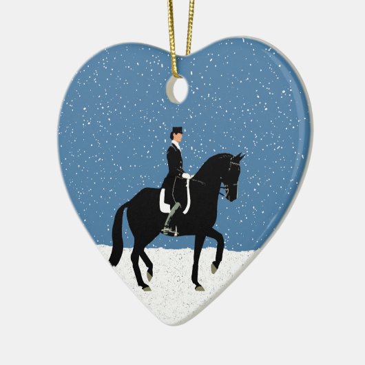 Snowy Dressage Horse Kerstmis Keramisch Ornament (Links)