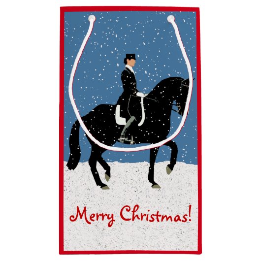 Snowy Dressage Horse Kerstmis Klein Cadeauzakje (Achterkant)
