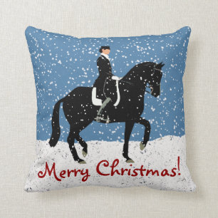 Snowy Dressage Horse Kerstmis Kussen