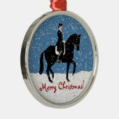 Snowy Dressage Horse Kerstmis Metalen Ornament (Rechts)