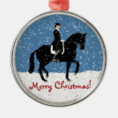 Snowy Dressage Horse Kerstmis Metalen Ornament (Voorkant)