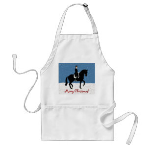 Snowy Dressage Horse Kerstmis Standaard Schort