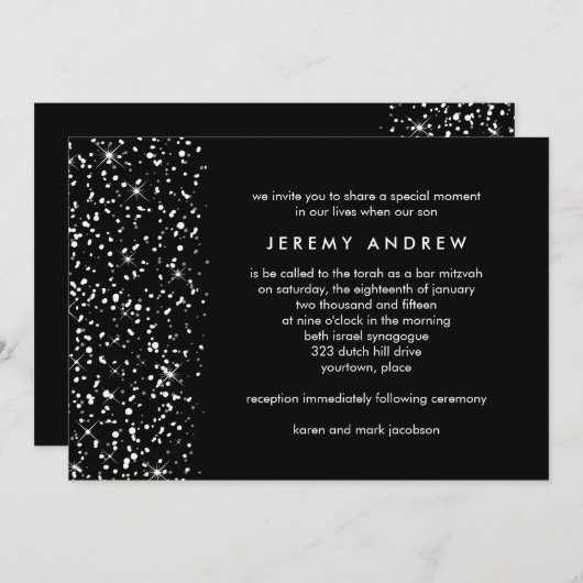 Snowy Edge Bar of Bat Mitzvah Kaart (Voorkant / Achterkant)