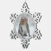 Snowy Eekhoorn Kerstversiering Tin Sneeuwvlok Ornament (Rechts)