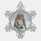 Snowy Eekhoorn Kerstversiering Tin Sneeuwvlok Ornament (Voorkant)