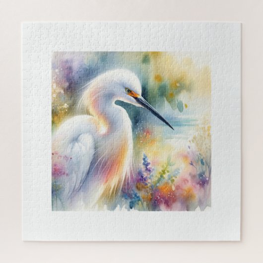 Snowy Egret 180724AREF115 - Watercolor Legpuzzel (Verticaal)