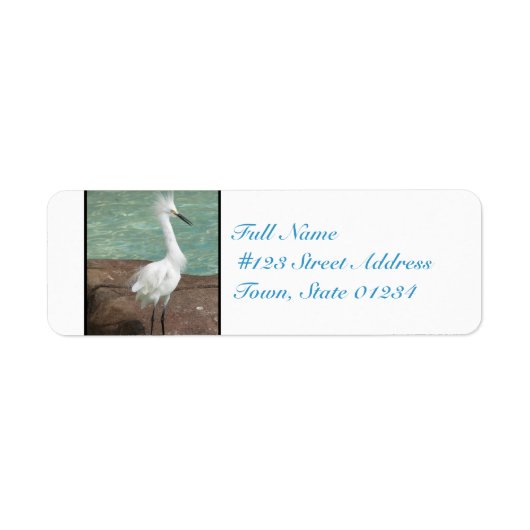 Snowy Egret Bird Etiket (Voorkant)