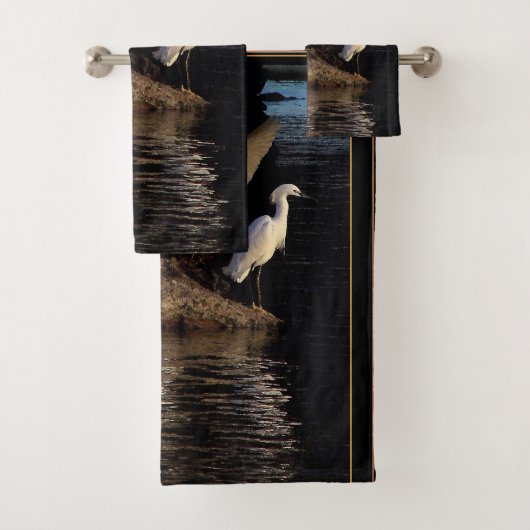 Snowy Egret Birds Wildlife Vist Dath Towel Set Bad Handdoek (Insitu)