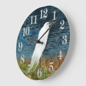 Snowy Egret Clock Grote Klok (Hoek)