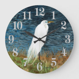 Snowy Egret Clock Grote Klok