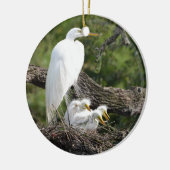 Snowy Egret Family Keramisch Ornament (Links)