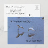 Snowy Egret Heron samen op nieuw adres Aankondigingskaart (Voorkant / Achterkant)