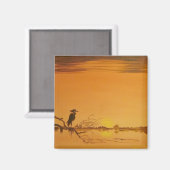 Snowy Egret in de schemering Magneet (Voorkant / Achterkant)