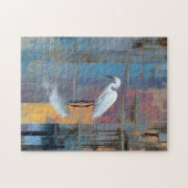 Snowy egret in lake vertical legpuzzel (Horizontaal)