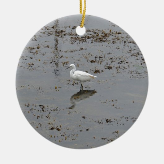 Snowy Egret Keramisch Ornament (Voorkant)