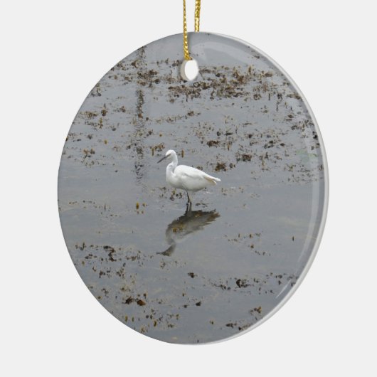 Snowy Egret Keramisch Ornament (Links)