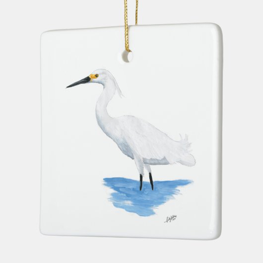 Snowy Egret Keramisch Ornament (Links)