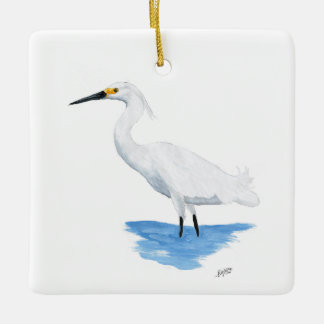 Snowy Egret Keramisch Ornament