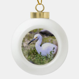 Snowy Egret Keramische Bal Ornament