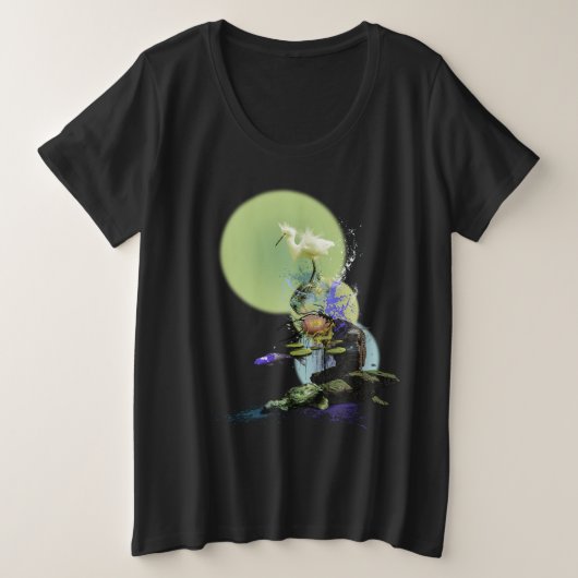 SNOWY EGRET KOI FISH POND SERENITY GROTE MAAT T-SHIRT (Design voorkant)