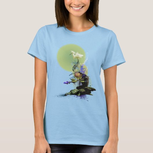 SNOWY EGRET KOI FISH POND SERENITY T-SHIRT (Voorkant)