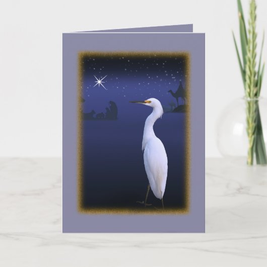 Snowy Egret met kerstmis Kaart (Voorkant)