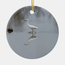 Snowy Egret on the Hunt Keramisch Ornament