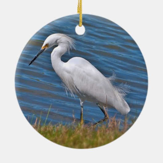Snowy Egret Ornament (Achterkant)