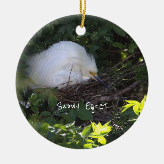 Snowy Egret Ornament (Voorkant)