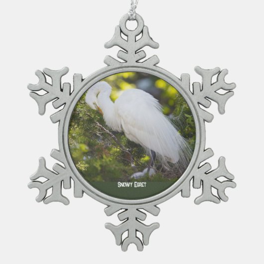 Snowy Egret Ornament (Voorkant)