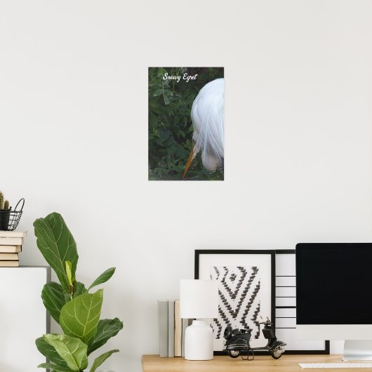 Snowy Egret Poster (Thuiskantoor)