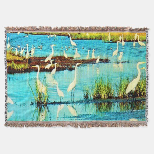 snowy egret print deken (Voorkant)