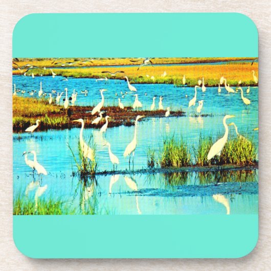 snowy egret print drankjes onderzetter (Voorkant)