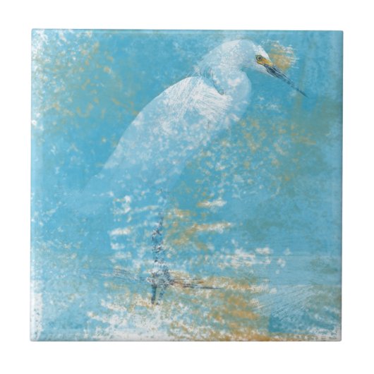 Snowy Egret Small Square Tile Tegeltje (Voorkant)
