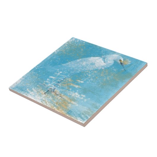 Snowy Egret Small Square Tile Tegeltje (Zijkant)
