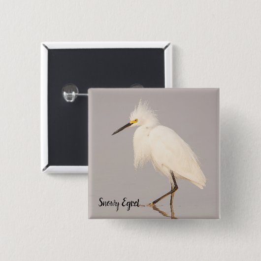Snowy Egret Walking Button (Voorkant /achterkant)