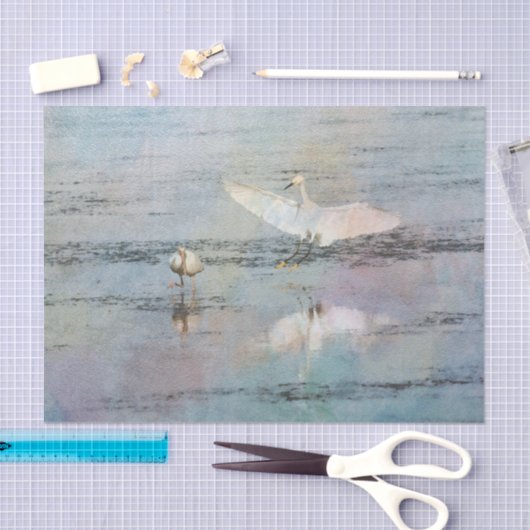 Snowy Egret Waterverf Weefpapier Tissuepapier (Craft)
