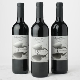 Snowy egret wijn etiket